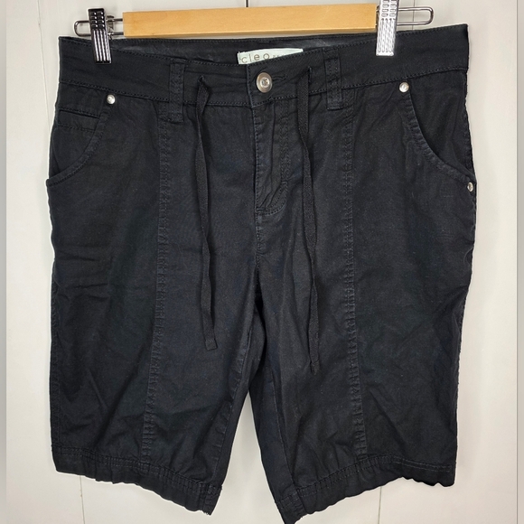 Cleo Women's Black Votton Drawstring Shorts Size 6 - Picture 1 of 8
